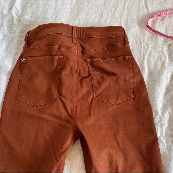 Alice + Olivia Donald Coated Skinny Jeans High Rise Waist Button Chocolate 30 - Picture 5 of 16
